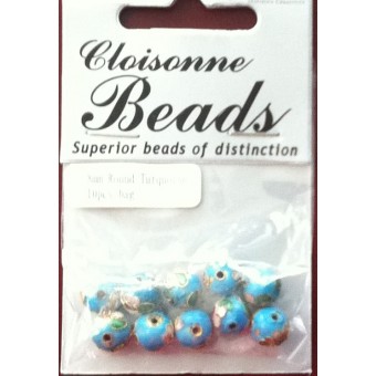 8mm Round Turquoise Cloisonne Bead